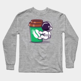 Cute Astronaut With Coffee Cup Long Sleeve T-Shirt